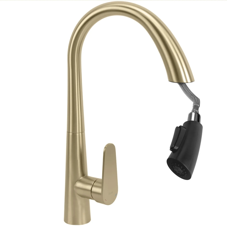 REA-B5312 - Spültischarmatur ROSS mit ausziehbarer Brause, 43 cm, gebürstetes Gold