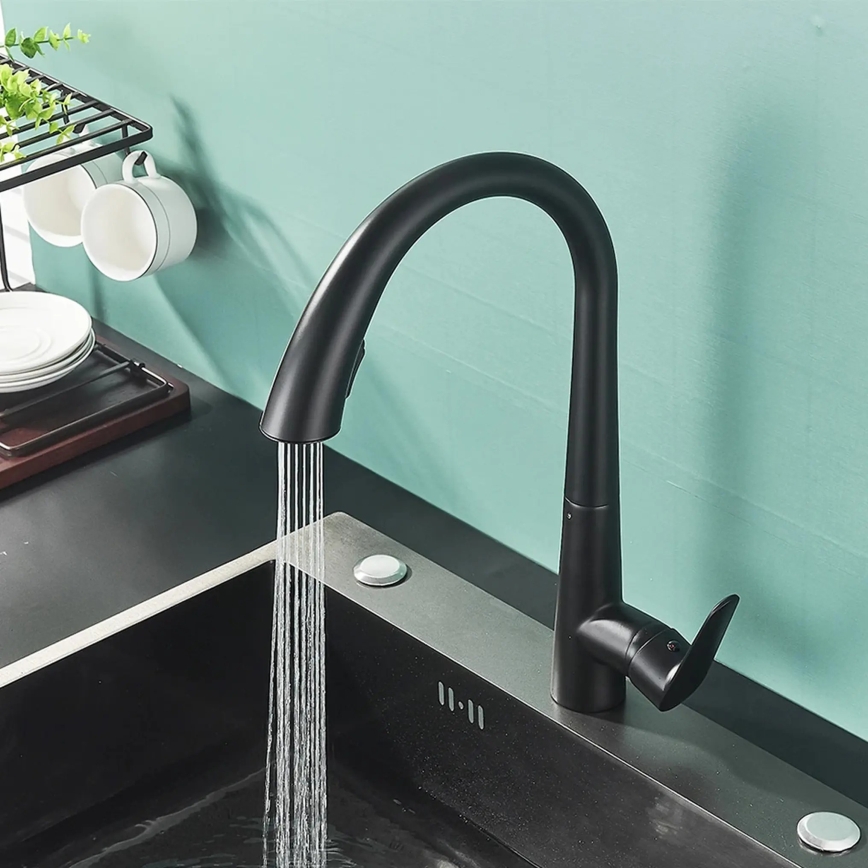 REA-B5313 - Miscelatore da cucina ROSS 43 cm con doccetta estraibile, nero