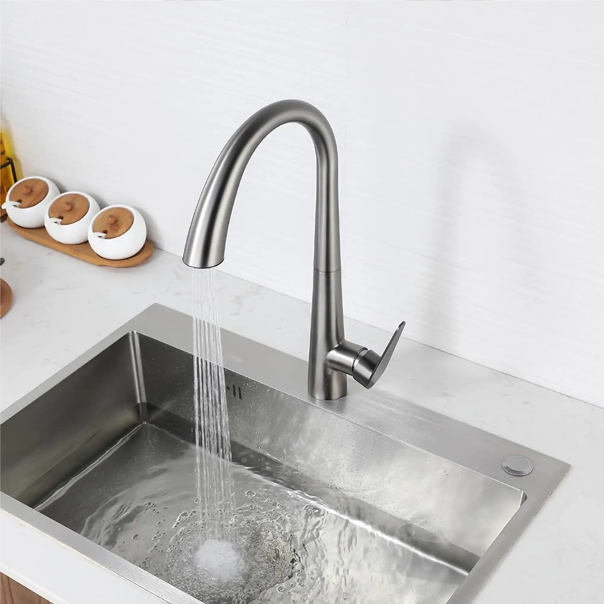 REA-B5314 - Mitigeur d'évier ROSS avec douchette extractible, 43 cm, nickel