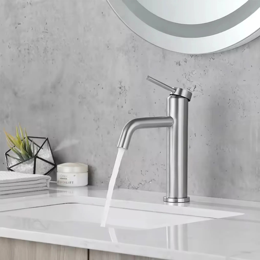 REA-B5324 - Mitigeur pour lavabo CLIF 20,5 cm en acier brossé