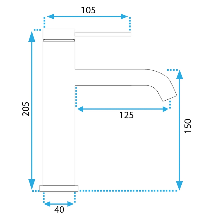 REA-B5324 - Mitigeur pour lavabo CLIF 20,5 cm en acier brossé
