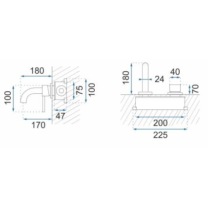 REA-B5334 - Mitigeur de lavabo pour installation encastrée OWEN, finition dorée brossée