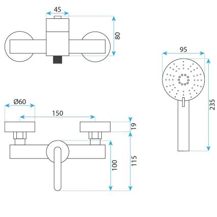 REA-B5502 - Duschset mit ONTARIO-Armatur, Nickel