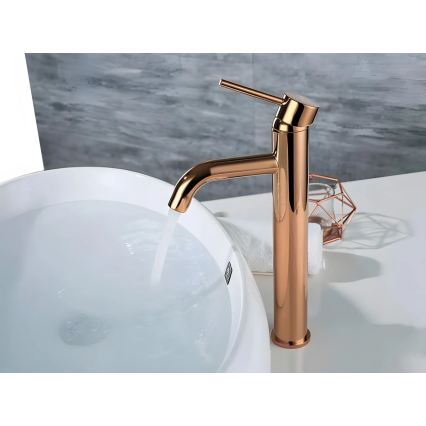 REA-B6321 - Miscelatore per lavabo LUNGO 28 cm oro rosa