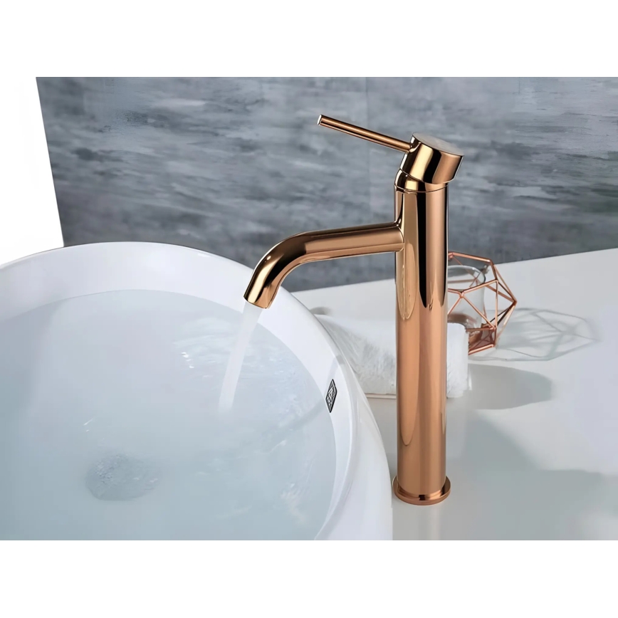 REA-B6321 - Miscelatore per lavabo LUNGO 28 cm oro rosa