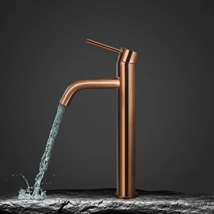 REA-B6321 - Miscelatore per lavabo LUNGO 28 cm oro rosa