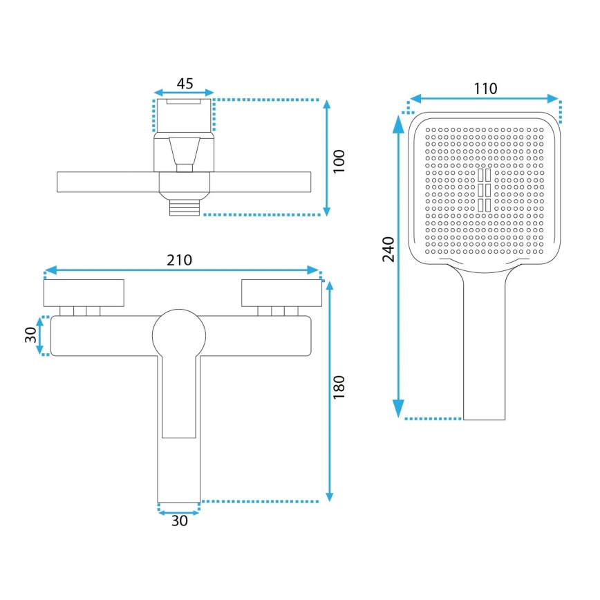 REA-B6407 - Set vasca con miscelatore ARGUS nero opaco