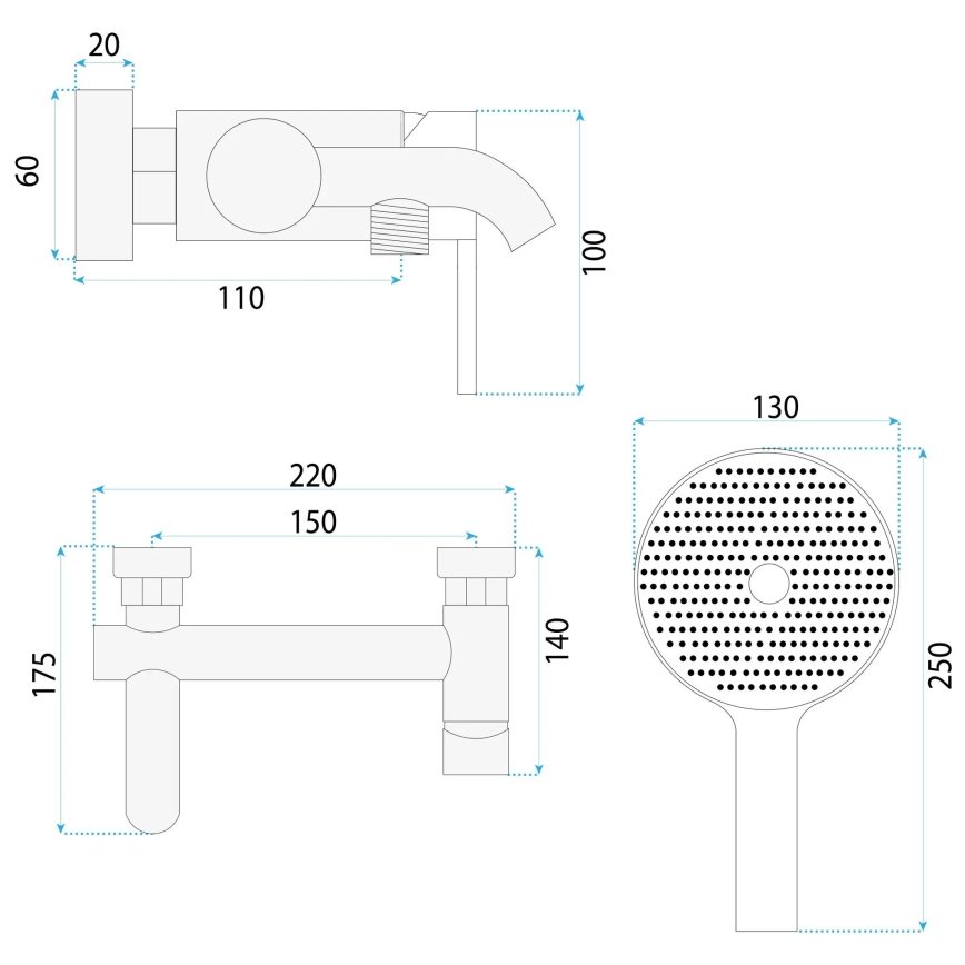 REA-B6445 - Ensemble pour baignoire FOSTER, or brossé