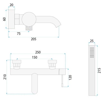 REA-B6448 - Set per vasca da bagno LUNGO DIAMOND oro