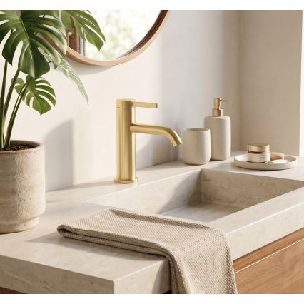 REA-B6533 - Miscelatore per lavabo RIVO 16,5 cm oro spazzolato