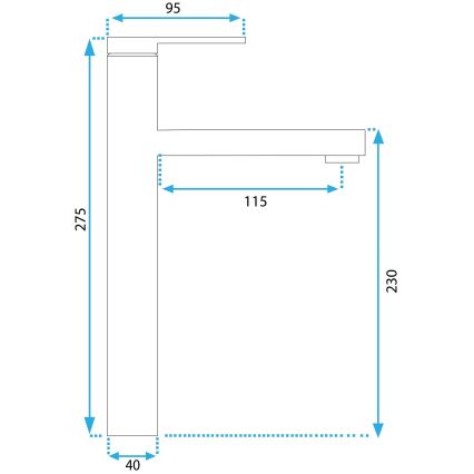 REA-B6562 - Miscelatore per lavabo PIXEL 27,5 cm cromo lucido