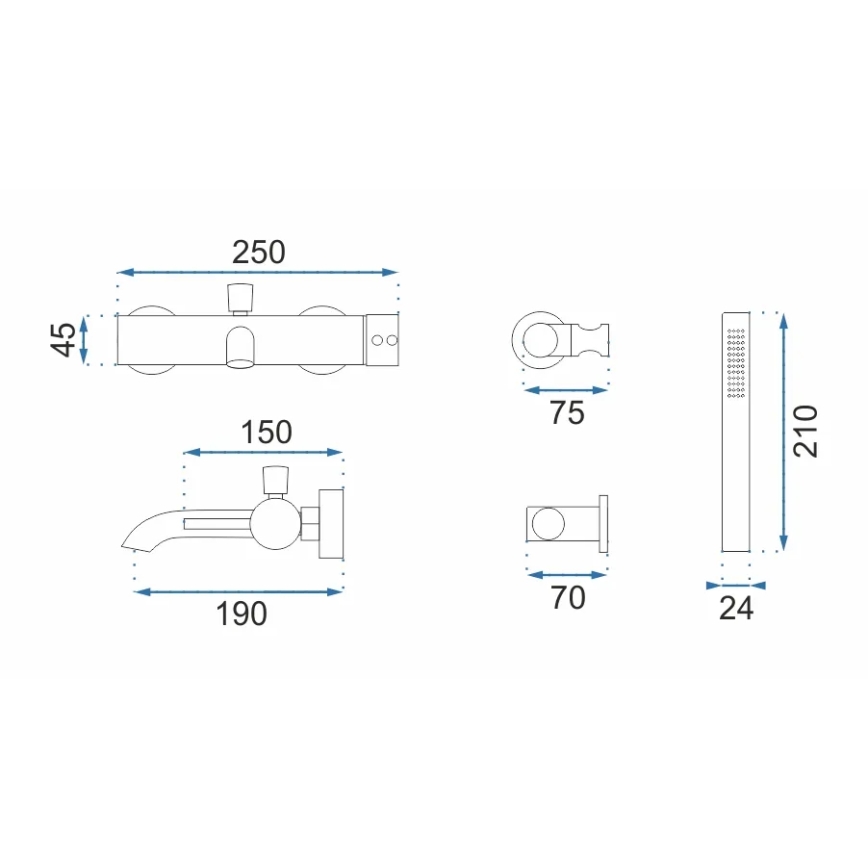 REA-B6641 - Ensemble pour baignoire LUNGO, chrome brillant