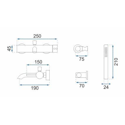 REA-B6641 - Set per vasca LUNGO, finitura cromo lucido