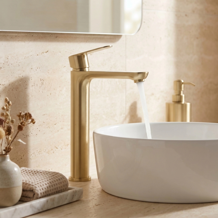 REA-B6671 - Miscelatore per lavabo LOGAN 29,5 cm oro spazzolato