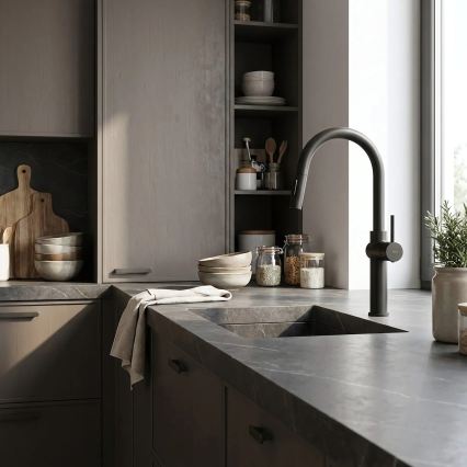 REA-B7200 - Mitigeur d'évier avec douchette extractible FRESH 45 cm noir