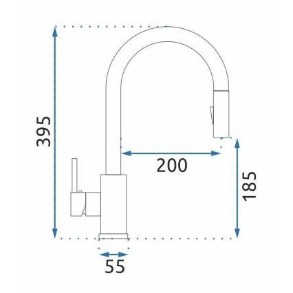 REA-B7437 - Miscelatore da cucina con doccetta estraibile FRESH 45 cm titanio