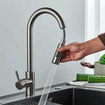 REA-B7437 - Spültischarmatur mit ausziehbarer Brause FRESH 45 cm Titan