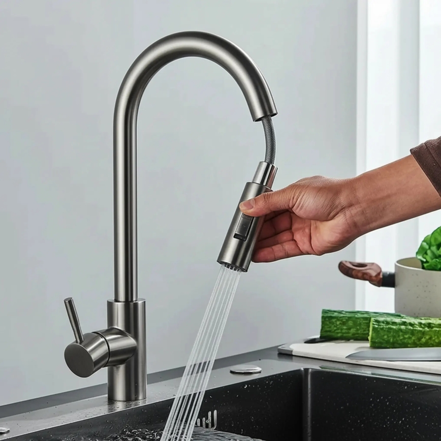 REA-B7437 - Spültischarmatur mit ausziehbarer Brause FRESH 45 cm Titan
