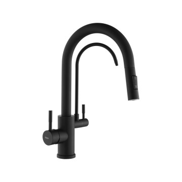 REA-B7564 - Mitigeur d'évier avec douchette extractible et système de filtration ECO FRESH, 37,5 cm, noir mat