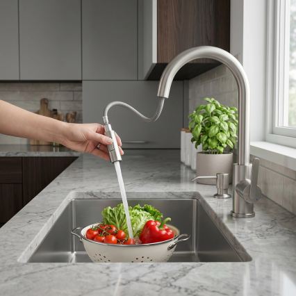 REA-B7573 - Spültischarmatur mit ausziehbarer Brause ONTARIO 38 cm, Nickel