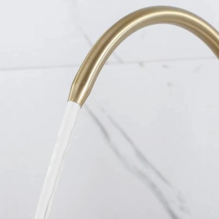 REA-B7596 - Spültischarmatur mit ausziehbarer Brause und ECO FRESH-Filterfunktion, 37,5 cm, gebürstetes Gold