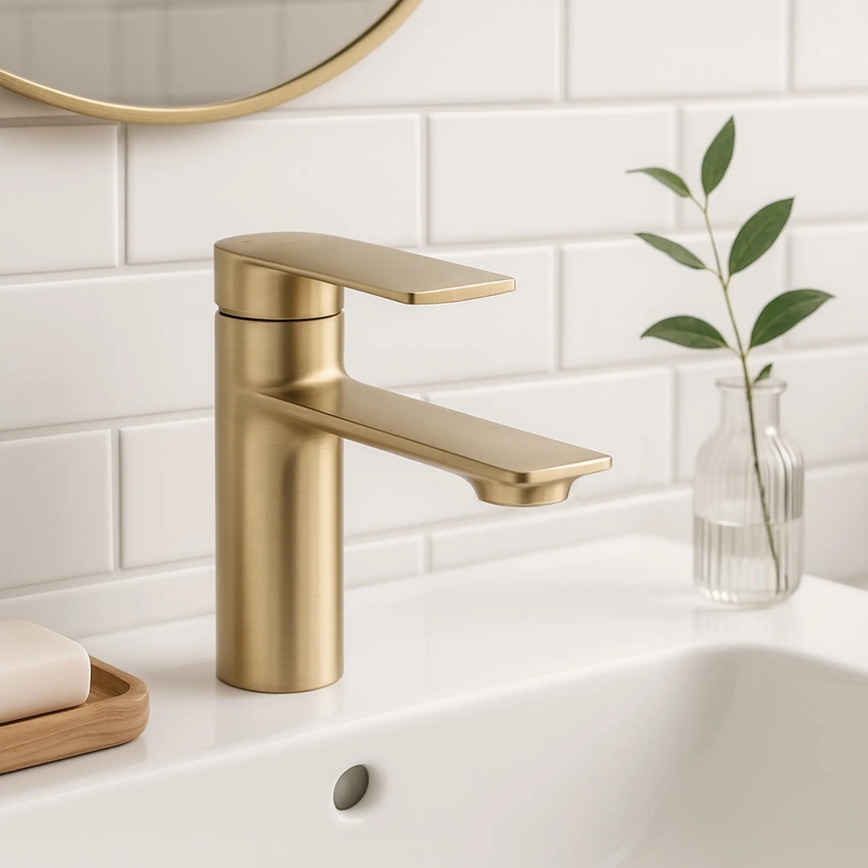 REA-B7960 - Mitigeur pour lavabo STORM 15 cm doré brossé