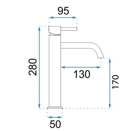 REA-B8988 - Waschtischarmatur LUNGO 28 cm, gebürstetes Kupfer
