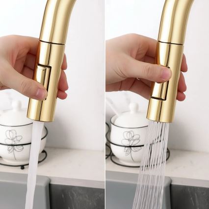 REA-B8989 - Mitigeur d'évier avec douchette extractible et système de filtration ECO FRESH, 37,5 cm, doré