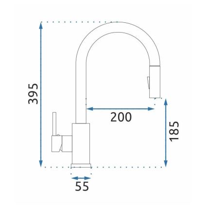REA-B9146 - Küchenarmatur mit ausziehbarer Handbrause FRESH 39,5 cm Nickel