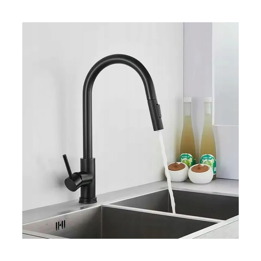 REA-B9147 - Miscelatore per lavello con doccetta estraibile FRESH 39,5 cm, nero opaco