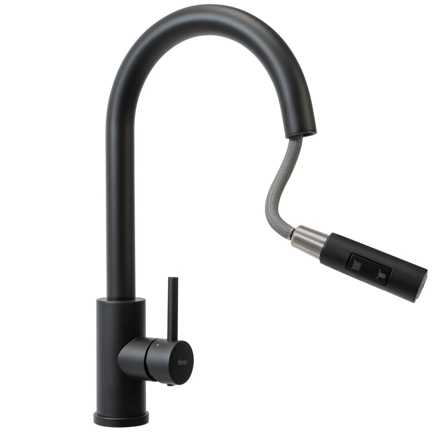 REA-B9147 - Miscelatore per lavello con doccetta estraibile FRESH 39,5 cm, nero opaco