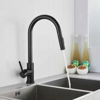 REA-B9147 - Mitigeur d'évier FRESH 39,5 cm à douchette extractible, noir mat