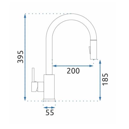 REA-B9147 - Mitigeur d'évier FRESH 39,5 cm à douchette extractible, noir mat