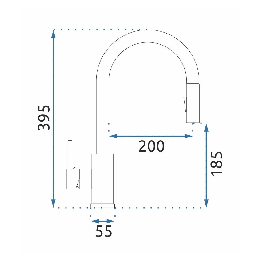 REA-B9147 - Mitigeur d'évier FRESH 39,5 cm à douchette extractible, noir mat