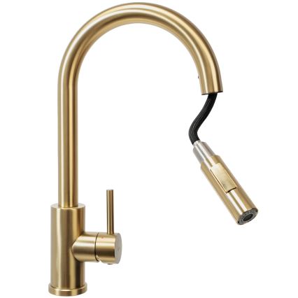 REA-B9148 - Miscelatore per lavello con doccetta estraibile FRESH 39,5 cm, finitura oro spazzolato