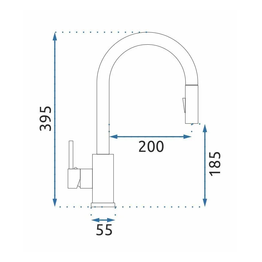 REA-B9148 - Miscelatore per lavello con doccetta estraibile FRESH 39,5 cm, finitura oro spazzolato