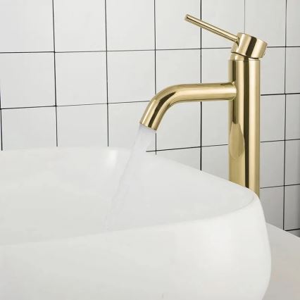 REA-B9409 - Miscelatore per lavabo LUNGO 28 cm, finitura oro