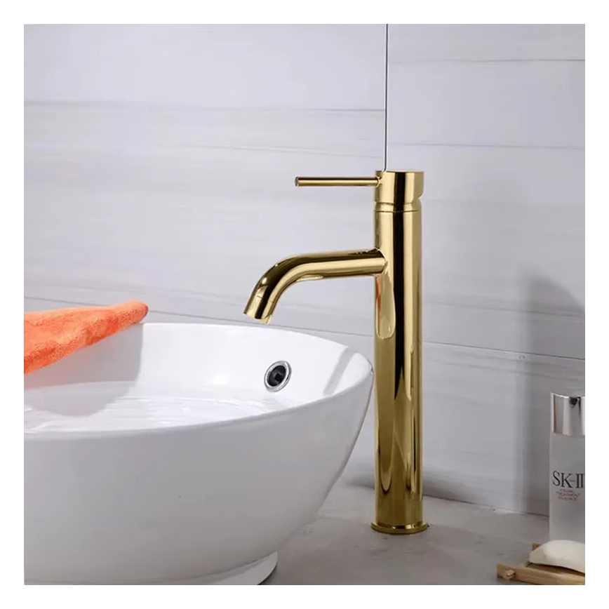 REA-B9409 - Miscelatore per lavabo LUNGO 28 cm, finitura oro