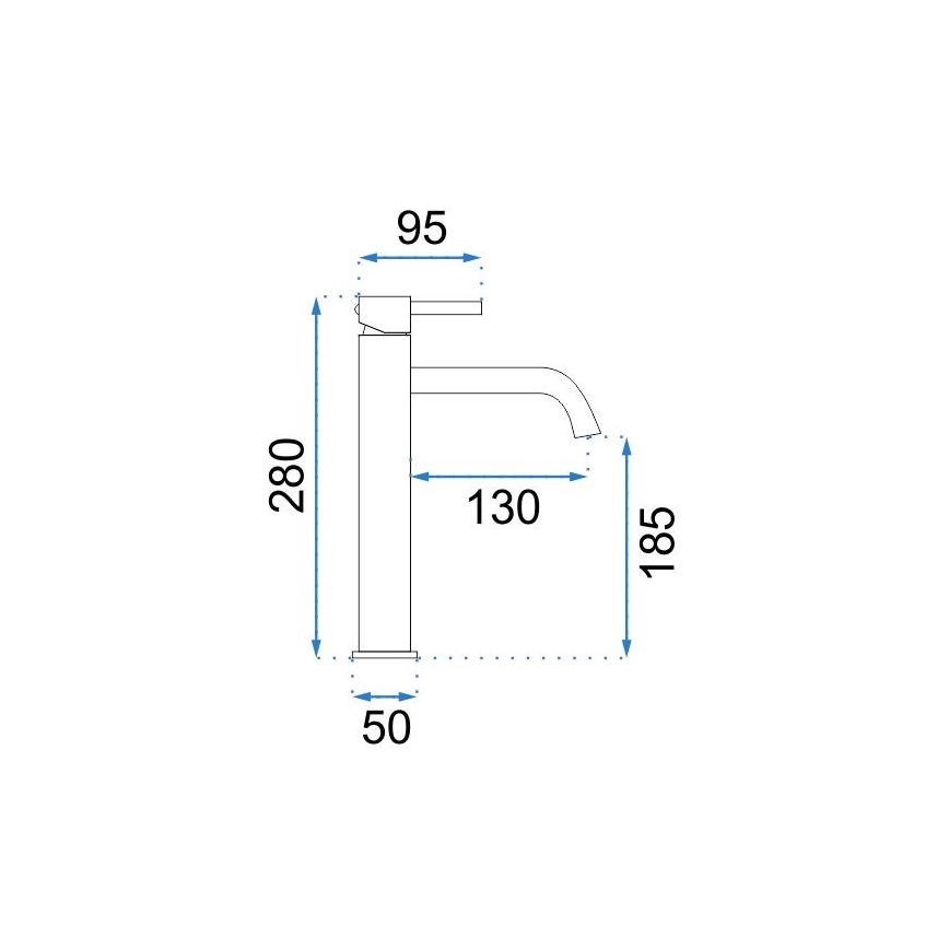 REA-B9409 - Miscelatore per lavabo LUNGO 28 cm, finitura oro