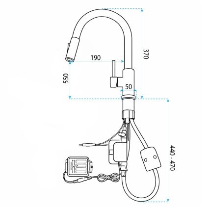 REA-B9842 - Mitigeur d'évier tactile avec douchette extractible FRESH TOUCH 37 cm, 4x AA, finition or brossé