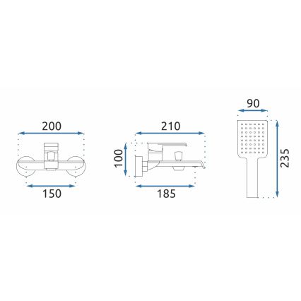REA-B9967 - Set per vasca HASS nero opaco