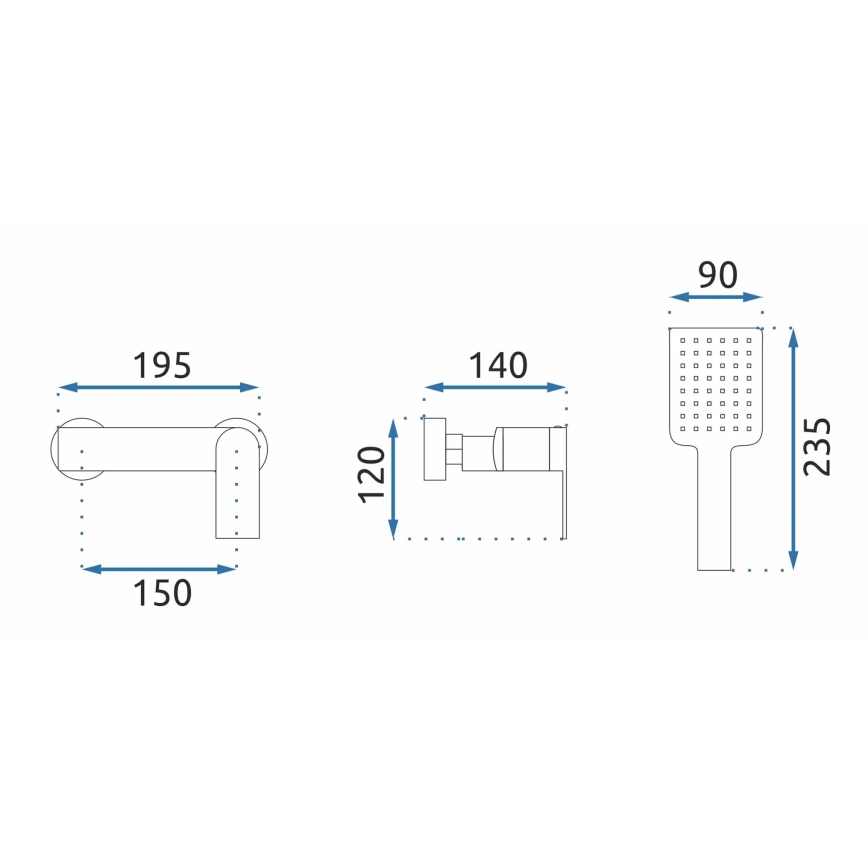REA-B9984 - Ensemble de douche avec mitigeur STORM doré