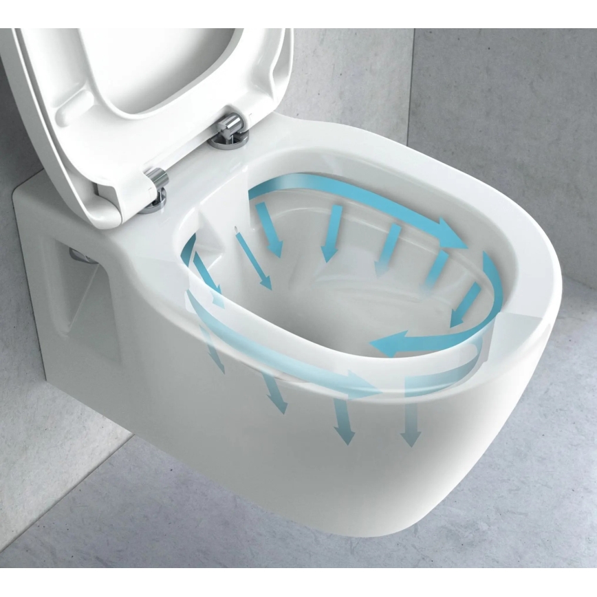 REA-C1400 - Wandhängendes WC mit WC-Sitz CARTER RIMLESS, Keramik/weiß