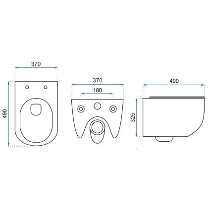 REA-C1400 - Wandhängendes WC mit WC-Sitz CARTER RIMLESS, Keramik/weiß