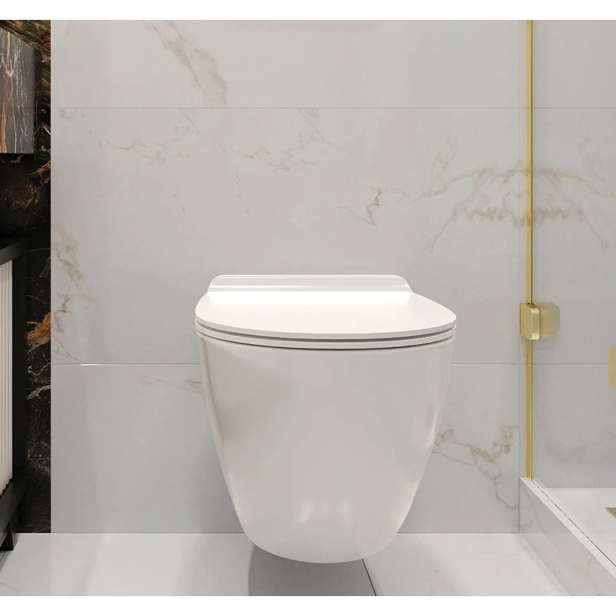 REA-C1400 - WC sospeso con sedile CARTER senza brida ceramica/bianco