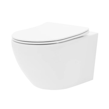 REA-C2760 - Wand-WC mit Toilettensitz CARLO FLAT MINI RIMLESS Keramik/glänzend weiß