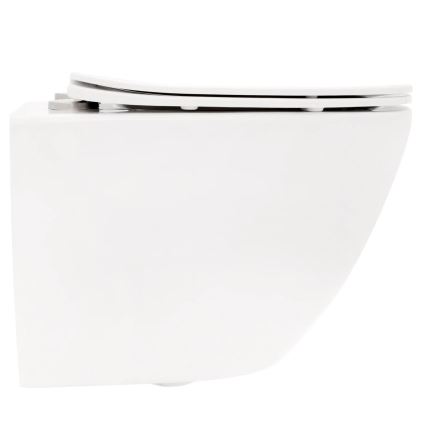REA-C2760 - Wand-WC mit Toilettensitz CARLO FLAT MINI RIMLESS Keramik/glänzend weiß