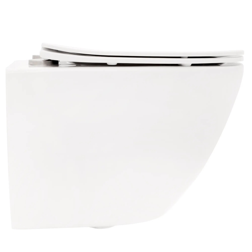 REA-C2760 - Wand-WC mit Toilettensitz CARLO FLAT MINI RIMLESS Keramik/glänzend weiß