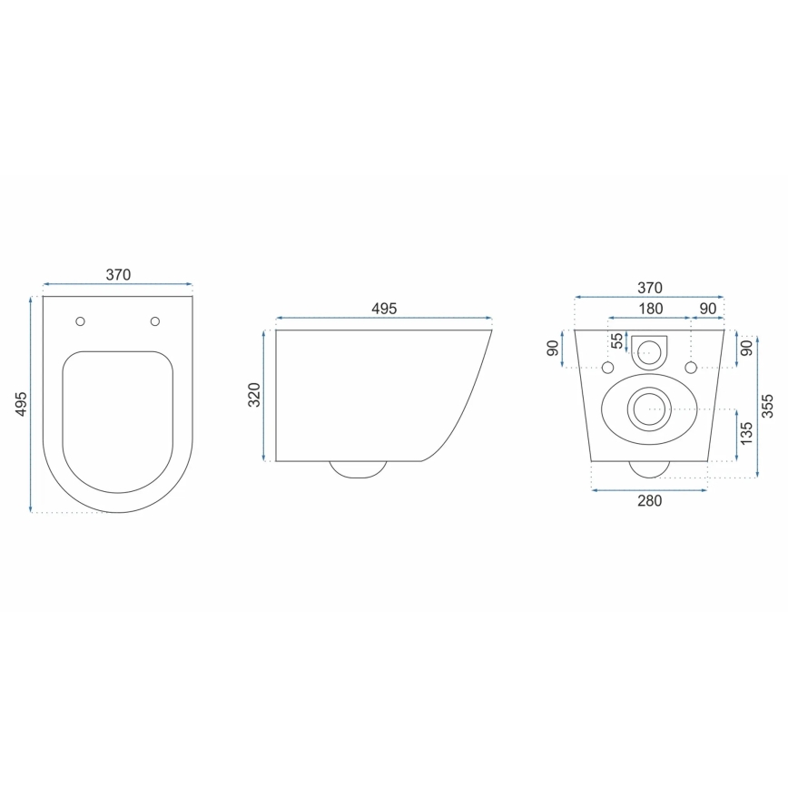 REA-C2760 - Wand-WC mit Toilettensitz CARLO FLAT MINI RIMLESS Keramik/glänzend weiß