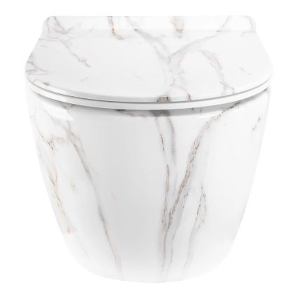 REA-C6390 - WC sospeso con sedile CARTER TORNADO RIMLESS in ceramica/effetto pietra